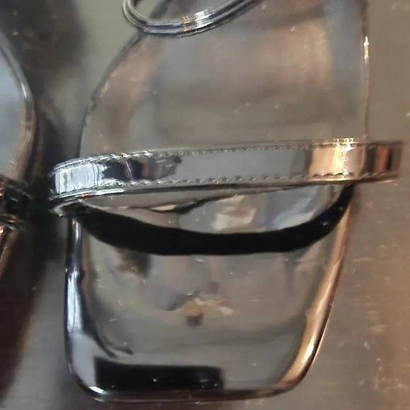 Elisabet Lang Black Patent Leather Lace Up Open Toe Strappy Sandals Shoes Baddie - Picture 7 of 12